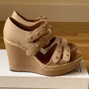 Maloles Nude Espridrille Wedge Sandals Orig $495